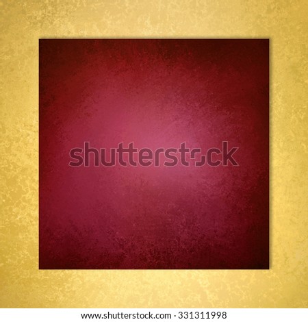 burgundy red background with elegant metallic gold border and vintage distressed texture