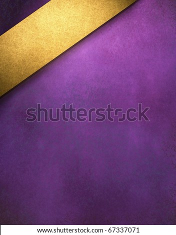 royal purple soft distressed background with graphic art design angled rich gold ribbon with copy space to add your text, title, or image