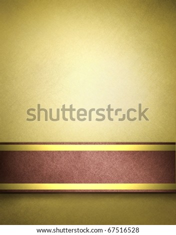 soft golden brown parchment background with slight grunge texture, red and gold ribbon stripes and copy space design layout to add your own text, image, title, or picture