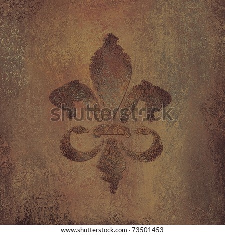  warm earth brown background with old grunge texture and faded fleurde