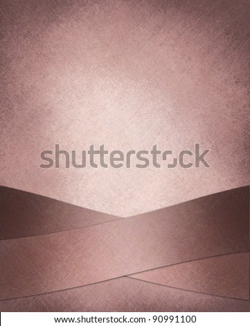 pastel pink background with creative abstract crossed maroon ribbons on border of frame with vintage grunge texture and old faded paper illustration with copy space for valentine's day or Easter sign
