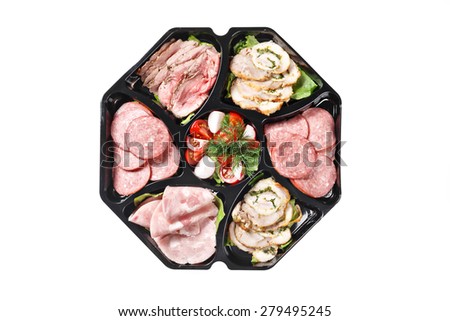 buffet box with cover set catering canape isolated