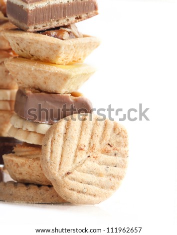 Cookie pile, isolated for text