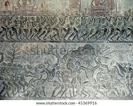 In Angkor Wat Temple Wall,