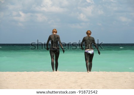 Two women in mud therapy at the Black Sea beach