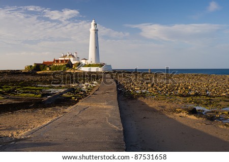 St. Mary\'s Lighthouse on the tiny St. Mary\'s Island, just north of Whitley Bay on the coast of North East England.
