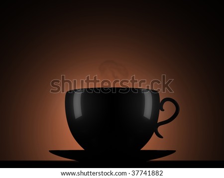 A coffee cup with steam above it in a dark mood