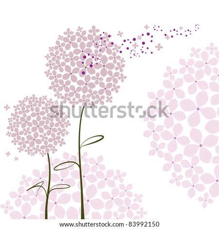 Abstract springtime purple pink Hydrangea flower