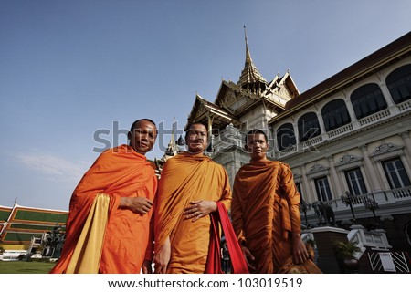 Thailand, Bangkok, Imperial Palace, Imperial city, Buddhist monks at the Palace
