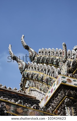 Thailand, Bangkok, Imperial Palace, Imperial city, ornaments on the roof of a temple