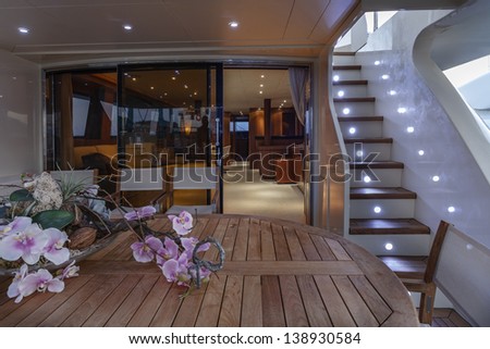 Italy, Viareggio, 82\' luxury yacht, stern deck