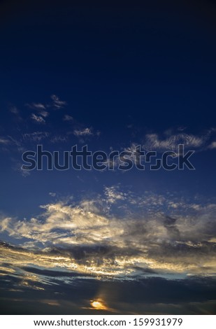 Italy, Sicily, cloudy sunset in the Sicily Channel