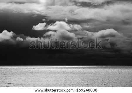 Italy, Sicily, Mediterranean sea, stormy clouds on the Sicily Channel in winter