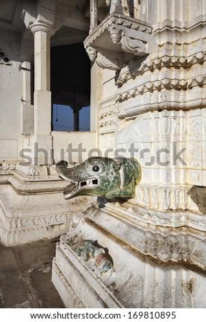India, Rajasthan, Jaipur, the Sun Temple (Surya Mandir), dome ornaments