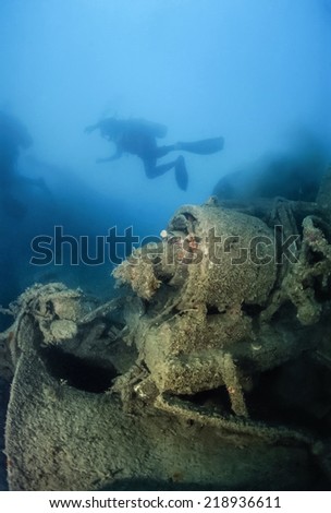 Mediterranean Sea, U.W. photo, wreck diving, sunken ship wreck - FILM SCAN