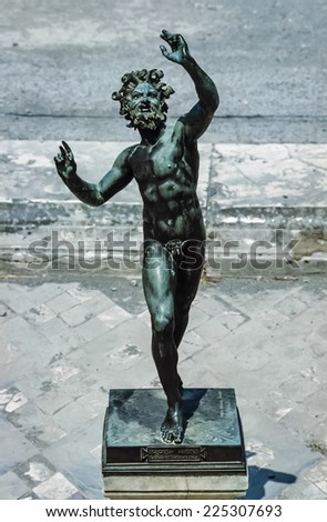 Italy, Pompei, old bronze statue in a roman house (79 A.D.) - FILM SCAN