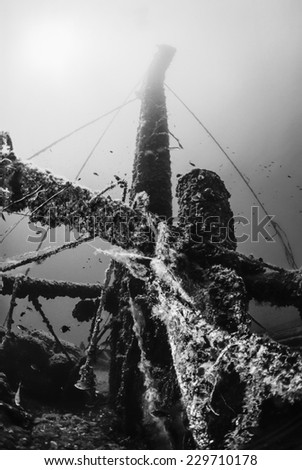 Mediterranean Sea, U.W. photo, wreck diving, Tunisia, La Galite Islands, sunken russian ship wreck - FILM SCAN