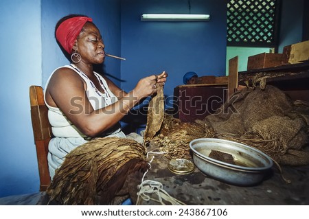CUBA, Pinar Del Rio, cuban woman working in a cigars factory - FILM SCAN
