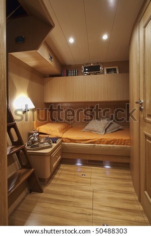Italy, Lazio, Fiumicino, Morgan 70' Lobster luxury yacht, sailor's cabin