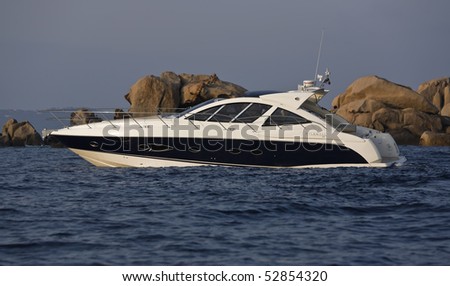 France, Corsica, Girolata Marine National Park, Azimut Atlantis 50\' luxury yacht
