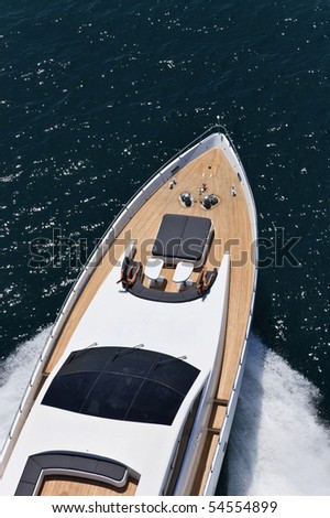 Italy, Tirrenian sea, off the coast of Viareggio, Tuscany, luxury yacht Tecnomar 36 (36 meters), aerial view