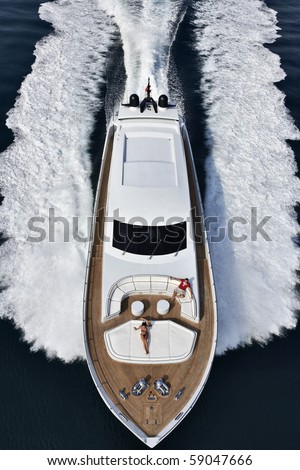 luxury yacht, aerial view