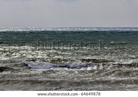 Italy, Sicily, Mediterranean sea, rough sea in the Sicily channel in winter