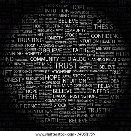 Trust. Word Collage On Black Background. Vector Illustration 