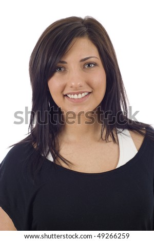 Friendly fit woman in sportswear, isolated over a white background