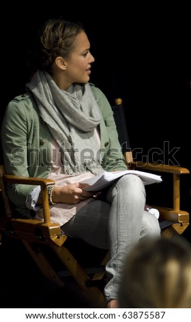 AUSTIN,TX - OCTOBER 24:  Jessica Alba looks at somone at \' The Hand Job \' Script Reading at the Rollins Theatre during the 17th Annual Austin Film Festival on October 24, 2010 in Austin, TX.