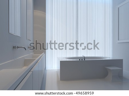 White bathroom in cold light