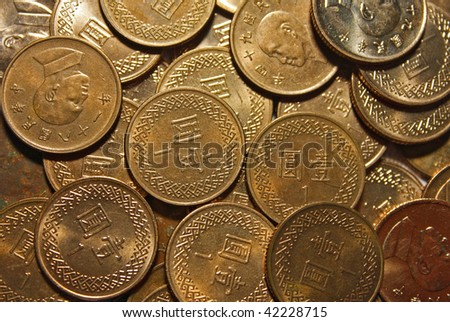 Background from a considerable quantity of  new taiwan dollar coin