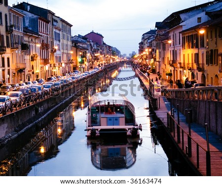 View of the Milan canal. Milan, Italy