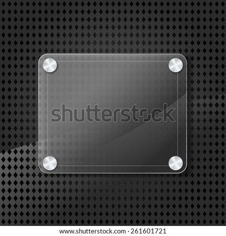 glass frame on metallic background with grid