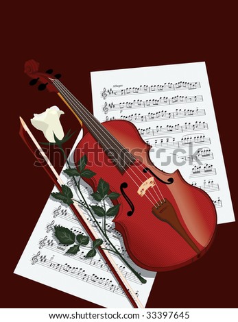 stock vector : Violin and rose