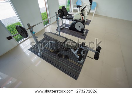 Gym with power dumbell lifting equipment