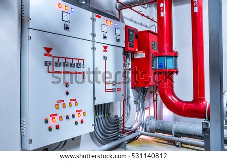 electric panel fire control system red piping