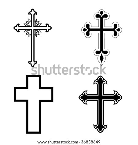 stock vector black and white crosses
