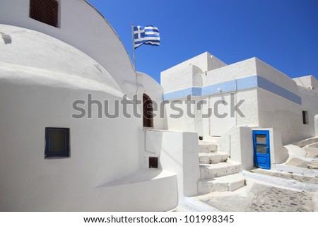 Classical Greek architecture of the streets in the Cyclades Greece