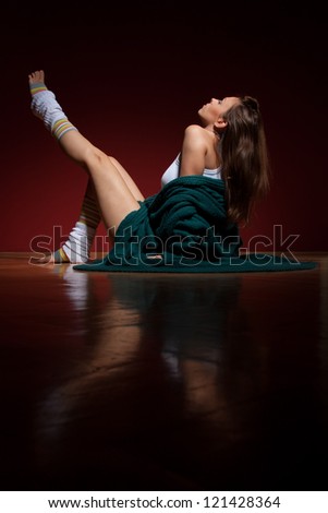 Sophisticated woman over red background