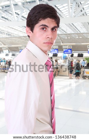 Business man in suit at the airport