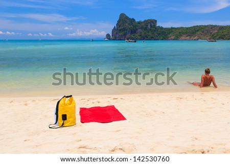 Beach gears at Koh Phi Phi island at day time, Thailand