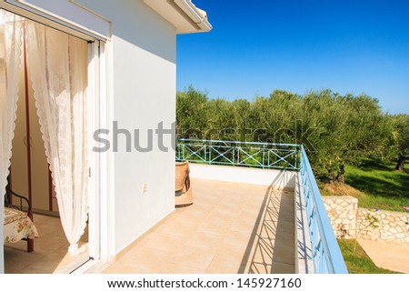Bedroom of a private villa in Greece