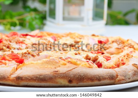 Fresh Pizza ready to be eaten at the restaurant