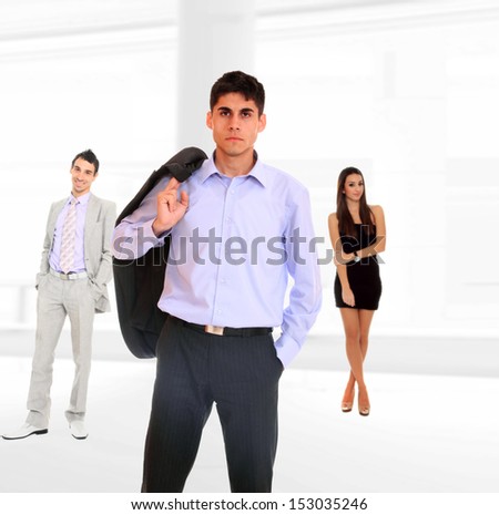 three people Business team at the office building