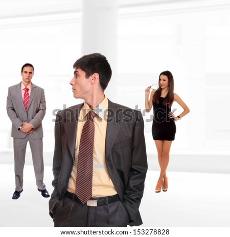 three people Business team at the office building