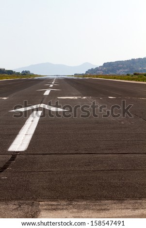 View of the landing track of Corfu airport Greece