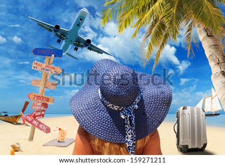 Woman on the tropical beach Travel concept