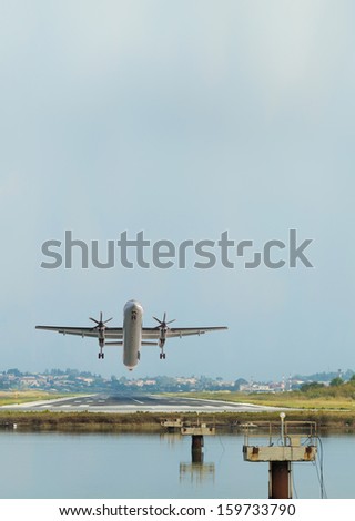 Amazing landing at Kerkyra Airport, corfu Greece