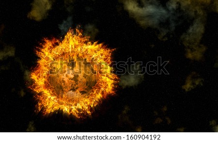 Apocalyptic background - planet Earth exploding, armageddon illustration, end of time.